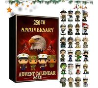 250th Anniversary Military Advent Calendar 2025, 24 Days Christmas Countdown Calendar With 24 Mini 3D Iconic Character Collectibles for Military Fans and Veterans Gifts