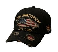 250th Anniversary Old Cowboy Hat 1776-2026 Patriotic Baseball Cap with Adjustable Closure for Outdoor Adventure (A, 20)