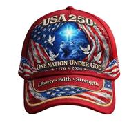 250th Anniversary - Patriotic Cap with Art Print - USA - 250 Years - A Nation Under God (A, 20)
