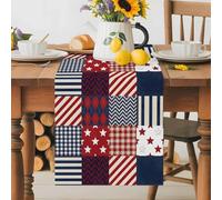 250th Anniversary Patriotic Patchwork Table Runner 72 Inches Long, Red White Blue Plaid Washable Table Runners Heat-Insulation Kitchen Dining Table Decorations for Home Party Decor 13x72in