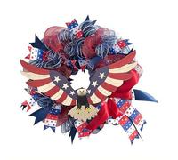 250th Anniversary Patriotic Wreath, 3D Eagle Independence Day Wreath for Front Door, Red White and Blue AmericanFlag Decoration, All-Weather Farmhouse Outdoor Summer Holiday Decor (CurvesCurves)