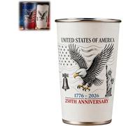250th Anniversary Stainless Steel Cold Activated Color Changing Cup Designed with the American Patriotic Eagle Flag Reusable Cold Drink Cup