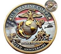 250th Anniversary U.S. Armed Forces Commemorative Coin,Patriotic Marine Corps Collectible,Double-Sided High Relief Design,Patriotic Metal Challenge Coin (Style C)