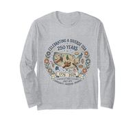 250th Anniversary USA Diverse Cultures 1776-2026 Map Graphic Long Sleeve T-Shirt