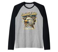 250th Anniversary USA Eagle Patriots Land of The Free 1776 Raglan Baseball Tee