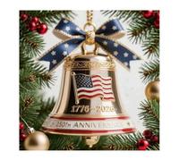 250th Anniversary Usa Metal Hanging Bell Ornament, 1776-2026 United States 250th Commemorative Merchandise Patriotic America Flag Celebration 4th Of July & Independence Day Memorial Gift (ColorA)