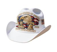 250th Anniversary USA Patriotic Cowboy Hat, 250 Years Later Still Standing Printed Cap, Adjustable Baseball Hat for Men Women, 1776-2026 American Pride Patriotic Apparel (White)