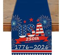 250th Anniversary USA Table Runner, 4th of July Table Runner Patriotic 250 Anniversary America Memorial Day Decorations 1776-2026 Freedom Dining Table Runner 13x108 Inch