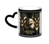 250th Anniversary USA with bald eagle Coffee Mugs 11 Oz Heat Sensitive Starry Sky Color Changing Mugs, Ceramic Magic Cup with Handle Personalized Tea Cups Novelty Coffee Cup Gift for Women Men Black