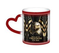 250th Anniversary USA with bald eagle Coffee Mugs 11 Oz Heat Sensitive Starry Sky Color Changing Mugs, Ceramic Magic Cup with Handle Personalized Tea Cups Novelty Coffee Cup Gift for Women Men Red