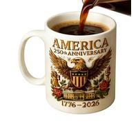 250th Birthday Tea Cup - Commemorative Water Drinkware, Patriotic Memorial Year 1776-2026, Patriotic Symbolic Mug | For Home, Apartment, School, Classroom, Restaurant, Cafe, Men Un