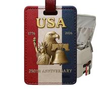 250th Luggage Tags | PU Leather Passport Accessories,Packing Suitcases Travel Bag Labels, Baggage Label Address Name Tag for Travel Cruise Airplane Kids Women Men