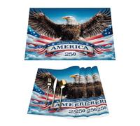 250th Patriotic Usa Flag Bald Eagle Vinyl Placemats Set of 4 for Dining Tables,Kitchen Table Mats Heat Resistant Washable Wipeable PVC Place Mat