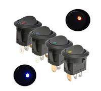 250V Round Rocker Switch Toggle ON-OFF 2 Position 3 Pins Push Button Switches Electrical Equipment With Light Power KCD2 IDGTTLDF(Blue,10PCS_220V)