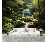 250x175 cm Murals Wall Covering Jungle Waterfall Landscape Photo Wallpaper for Office Hotel Café Restaurant Living Room Green DIY Room Waterproof Decor Wallpaper Removable Peel and Stick