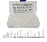 252 Pcs M3/M4/M5 Plastic Clear Screws, Phillips Cross Pan Head Machine Screws, Transparent Acrylic Bolts and Nuts for Electronics Decoration Container