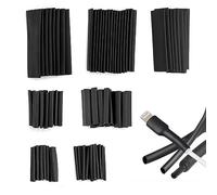 254 Pcs Wire Protector, Heat Shrink Tubing Kit, Black Insulation Sleeve, Heat Shrink Wrap Cable Sleeve, Durable Heat Shrink Tubing Kit, Great for Electrical Insulation and Repair (Black)