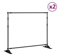 vidaXL Adjustable Backdrop Stands - Black Steel Background Support Stand, Ideal for Events and Photo Displays