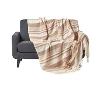 Cotton Morocco Striped Throw Homescapes Beige 255cm x 360cm