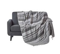 (255 x 360 cm, Grey) Cotton Morocco Striped Throw
