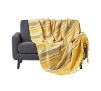 (255 x 360 cm, Yellow) Cotton Morocco Striped Throw