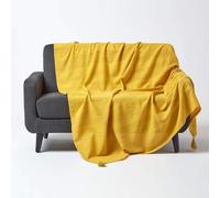 (255 x 360 cm, Yellow) Cotton Rajput Ribbed Throw