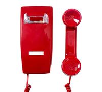 2554 No Dial Wall Phone with Metal Ringer, No Dialpad Wall Telephone,No AC Power Required, Wall Mount No Dial Phone, Wall Telephone Without Keypad for Hotel, Kitchen,Home,Bar, Garage, Red