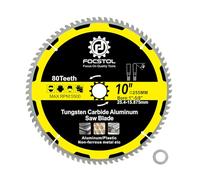 255mm Aluminum Cutting Circular Saw Blade - FOCSTOL 80 Tooth TCG Non-ferrous Metal Cutting Blade with 25.4mm Arbor for Cutting Aluminum Non-ferrous Metals Plastic