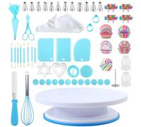 255Pcs Cake Decorating Kit for Beginners, Anti-Slip Turntable with 12 Numbered Icing Nozzles & 50 Piping Bags, Complete Cake Supplies for Home Baking, Birthday & Christmas