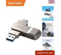 Lexar D40E 256GB Dual Drive USB 3.2 Gen 1 Type-C Jump Drive, USB-C Flash Drive Metal Housing Swivel Design Thumb Drive (LJDD40E256G-BNSNG)