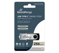256GB MediaRange USB Type-C 3.2 Gen 1 Flash Drive Swivel Cap Housing Silver OTG