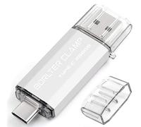 256GB USB 3.0 Type C Flash Drive Dual Port, BorlterClamp USB C Memory Stick OTG Thumb Drives for Android Smartphones Samsung Galaxy S10/S9/S8/Note 9, LG, Google Pixel, PC (Silver)