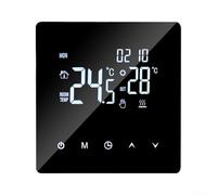 25A Electric Underfloor Heating Thermostat with Big Touch Screen, Adjustable Temperature 5-90°C, Flame Retardant PC Case, IP20 Protection, Suitable(No WiFi Black)