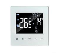 25A Electric Underfloor Heating Thermostat with Big Touch Screen, Adjustable Temperature 5-90°C, Flame Retardant PC Case, IP20 Protection, Suitable(No WiFi White)