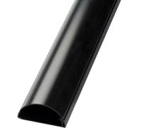 25cm - 16mm x 8mm Black Trunking | Half Round Cable Conduit Cover | HDMI AV TV Ethernet & Speaker Wire Ducting | Wall Tidy Management | Self-Adhesive Backing *Easy Install* | Neat Skirting Home