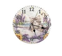 25cm & 30cm Cat Shaped Wooden Wall Clock, Silent Non-ticking Battery Operated Analog Clock, Cute Decorative Hanging Clock For Kitchen Living Room Office Home Wall Decor 25cm