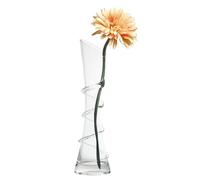 25cm/9.8 Inch Tall Clear Glass Bud Vase with Wrapped Thread Pattern Thin Narrow Necked Single Stem Vases Handmade Blown Oblique Mouth Decorative Flower Vase for Home Office Decor Table Centerpieces