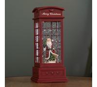 25cm Battery Operated Light up Christmas Phone Box Water Spinner with Santa Scene & LEDs