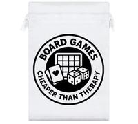 25cm 'Board Games: Cheaper Than Therapy' Satin Drawstring Bag/Pouch (SB00119620)