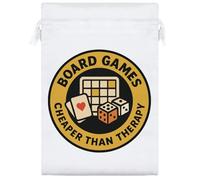 25cm 'Board Games: Cheaper Than Therapy' Satin Drawstring Bag/Pouch (SB00119624)