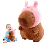 25CM Capybara Plush,Snackles Capybara,Easter Realistic Soft Capybara Stuffed Animal Doll,Capybara,Stuffed Animal,Little Rabbit Hat Capybara plush toy, Cute Plushie Pillow Gift for Kids Boys Girls