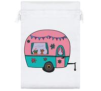 25cm 'Caravan Fun' Satin Drawstring Bag/Pouch (SB00120120)