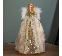 25cm Christmas Tree Topper Angel Decoration with Feather Wings in Gold