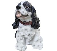 25cm Cocker Spaniel Dog garden Ornament, Realistic Look Sitting Dog Decoration Puppy Dog statue outdoor Sculpture Resin Animal Figure for Home or Garden Patio Lawn (Black Patch Spaniel)