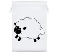 25cm 'Cute Woolly Sheep' Satin Drawstring Bag/Pouch (SB00123588)