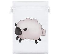 25cm 'Cute Woolly Sheep' Satin Drawstring Bag/Pouch (SB00123592)