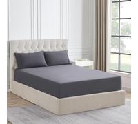 25cm Deep 100% Brushed Cotton Flannel Fitted Bed Sheet Thermal Soft Feel Fabric Breathable Anti Wrinkle Stain Resistant White Sheets Grey Single Double King SuperKing Size (Grey, Single)