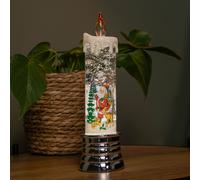 Samuel Alexander 25cm Dual Powered Light up Christmas Water Candle with Santa, Animals & Warm White LED