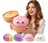 25cm Giant Dumpling Squishy, Big Jumbo Dumpling Squishy Large Huge Mega Dumplings Rainbow Stress Ball Soft Stress Relief Fidget for Adults (25cm Pink)