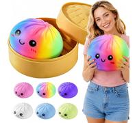 25cm Giant Dumpling Squishy with Steamer, Extra Large Big Jumbo Dumpling Stress Ball, Soft Squeeze Decompression Dough, Anxiety Relief Fidget, Adult Fidget Tool